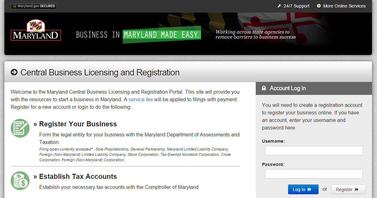 Maryland Central Business Licensing