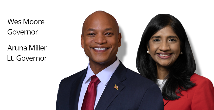 Wes Moore, Governor. Aruna Miller, Lieutenant Governor.